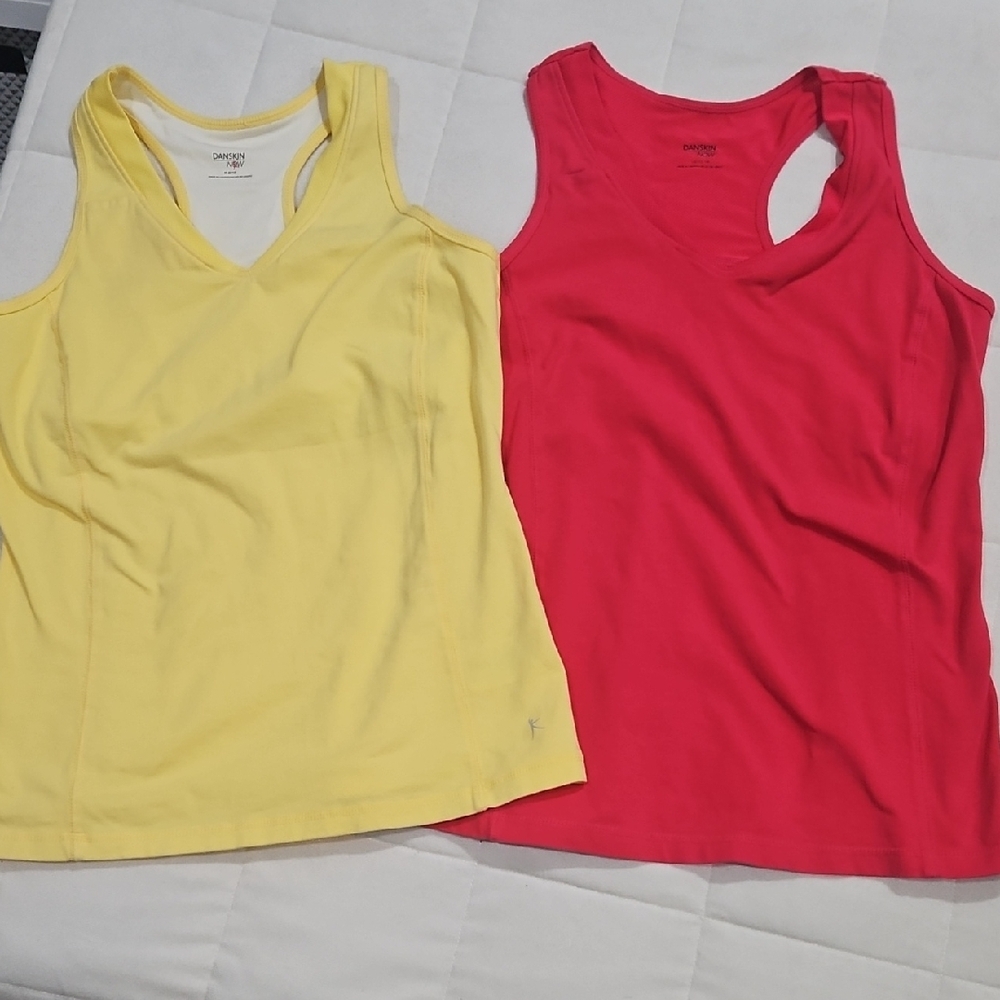 Danskin Now Yellow and Red Tank Tops